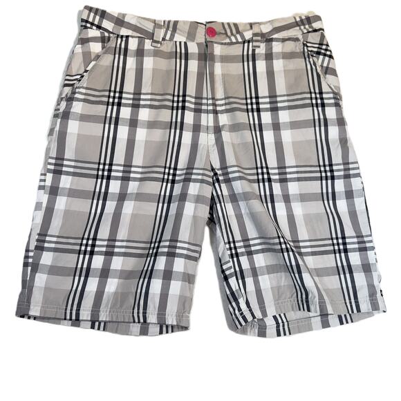 QuikSilver Edition Hybrid Short Men W36* All Cotton Black Grey Plaid Skater Surf - Picture 1 of 16